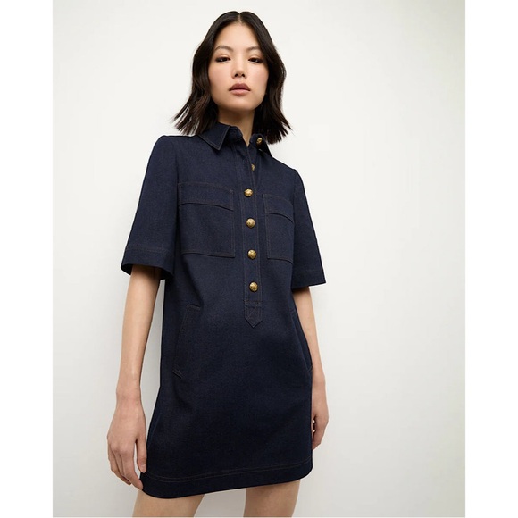 Veronica Beard Dresses & Skirts - Veronica‎ Beard KOULIS DENIM Mini DRESS gold buttons 12